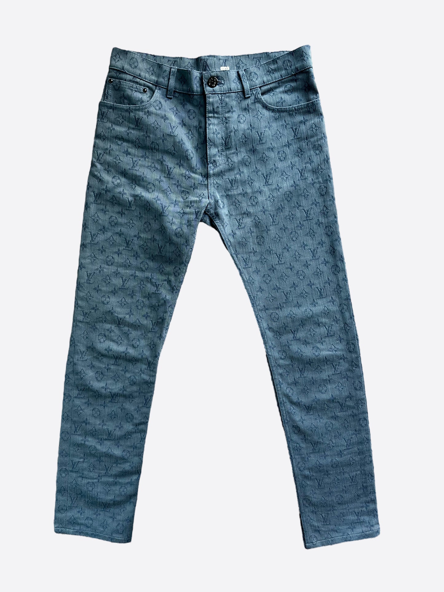 Louis Vuitton Monogram Flock Seasonal Slim Denim Jeans –