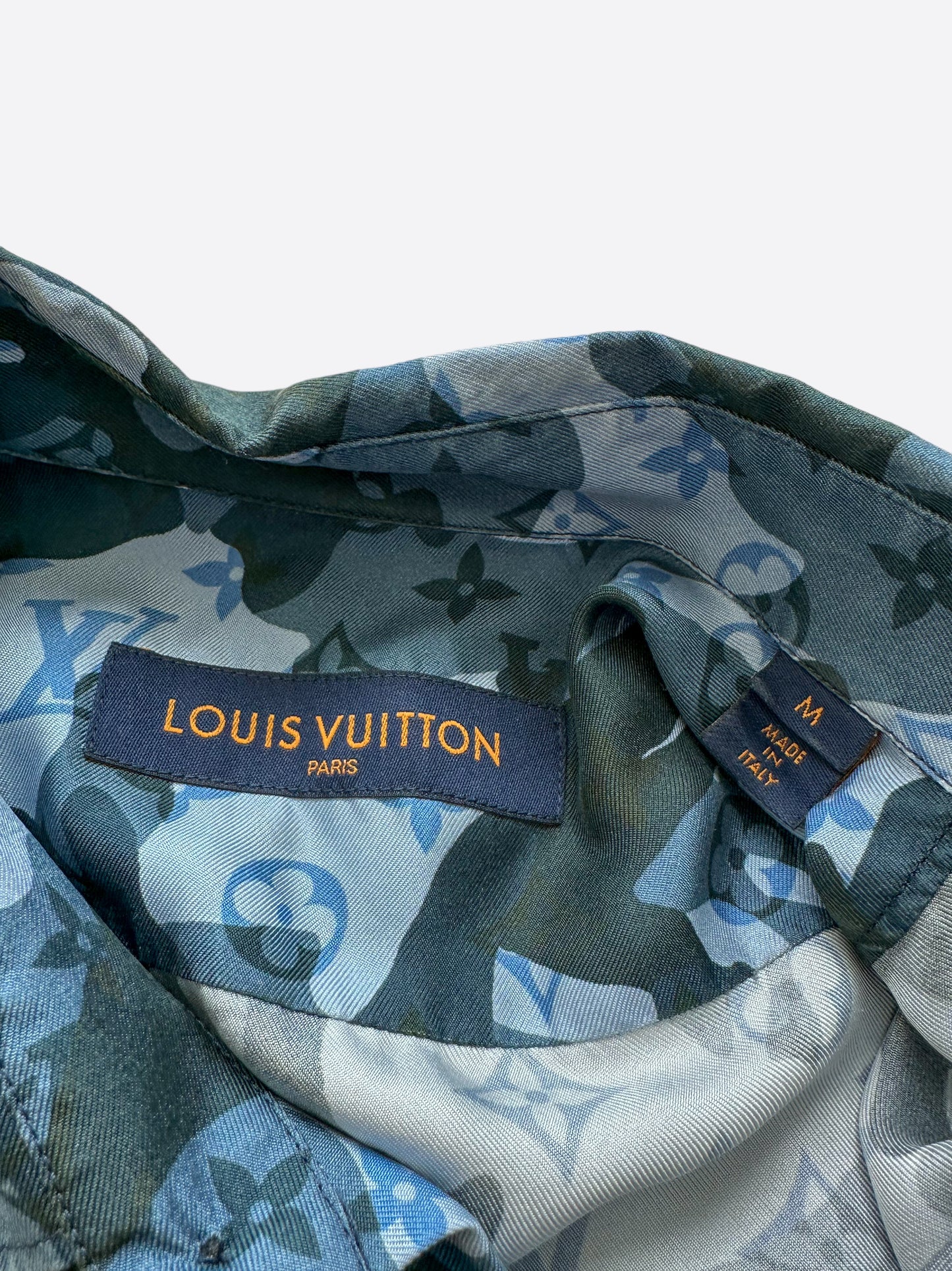 Louis Vuitton Blue Ocean Camo Monogram Button Up Shirt
