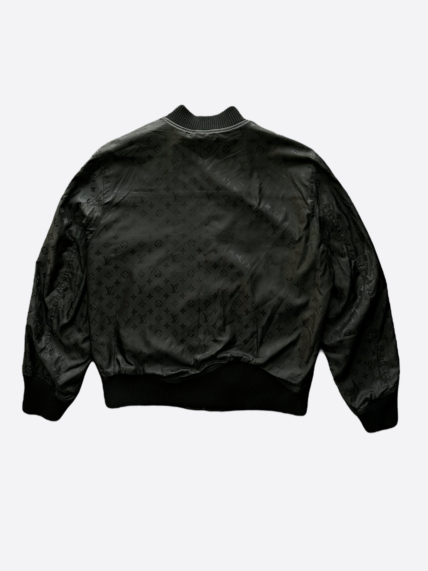 Louis Vuitton Reversible Leather Nylon Jacket BLACK. Size 44