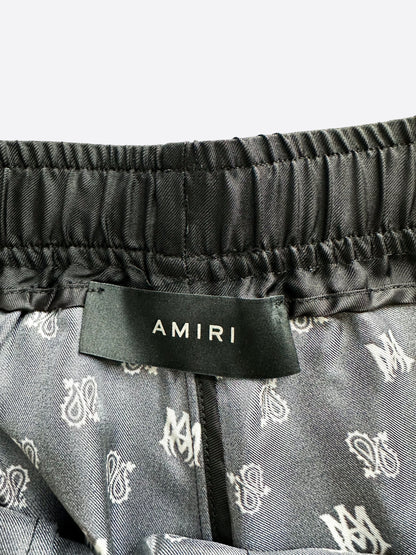 Amiri Black Paisley Logo Silk Shorts