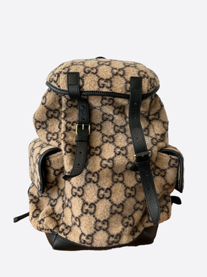 Gucci Brown GG Monogram Wool Backpack