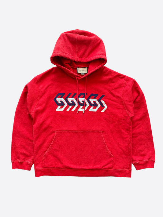 Gucci Red Mirror Print Logo Hoodie