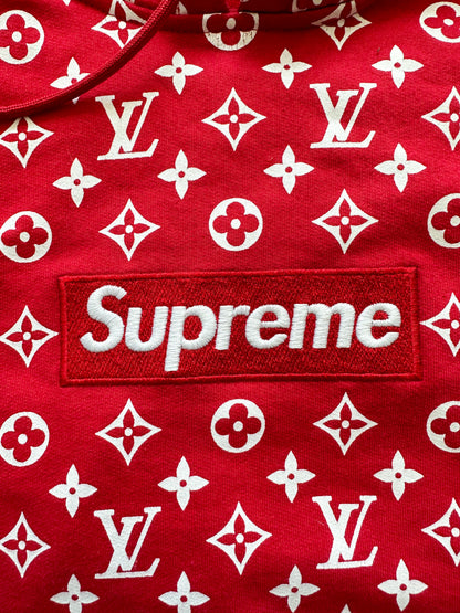 Louis Vuitton Supreme Red Monogram Box Logo Hoodie