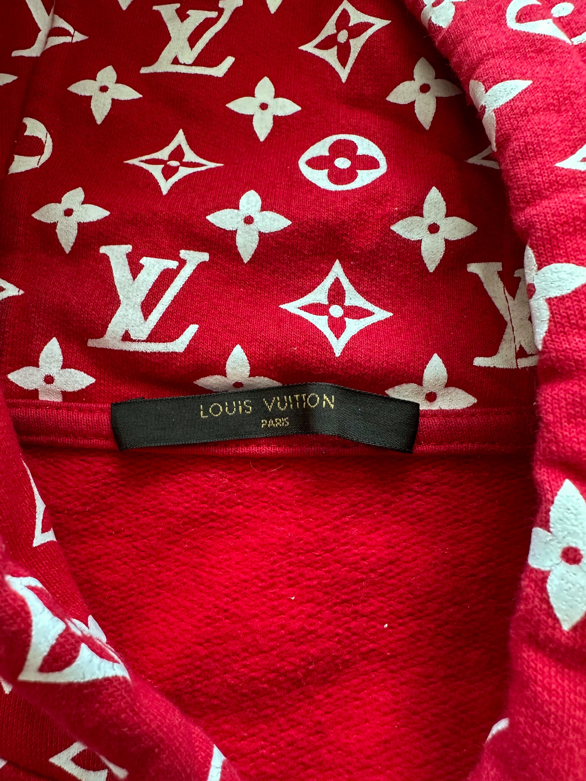 Louis Vuitton Supreme Red Monogram Box Logo Hoodie – Savonches