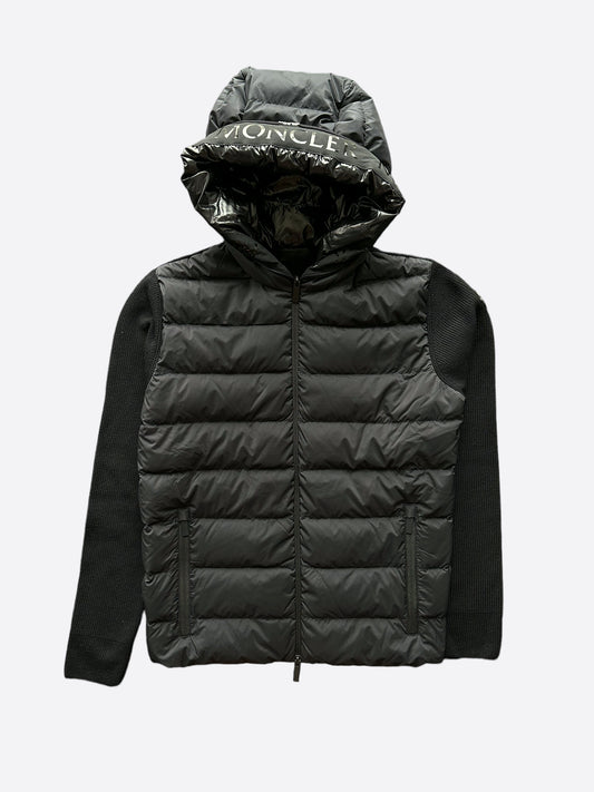 Moncler Black Logo Hooded Cardigan