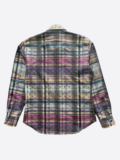 Louis Vuitton Plaid & Pink Monogram Button Up Shirt