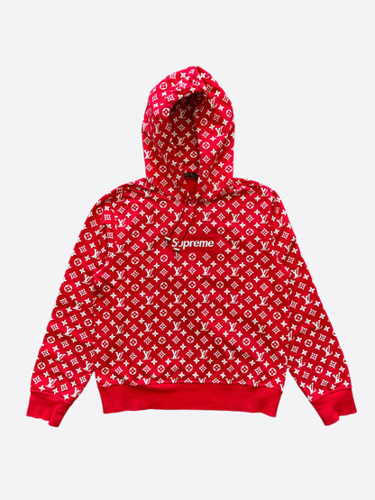 Louis Vuitton Supreme Red Monogram Box Logo Hoodie