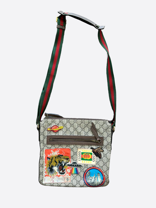 Gucci Brown GG Monogram Patch Messenger Bag