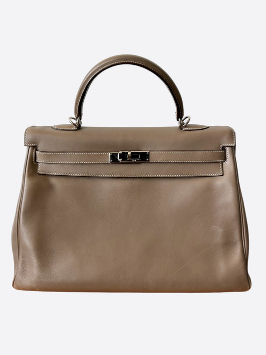 Hermès Etoupe Swift Leather Retourne Kelly 35