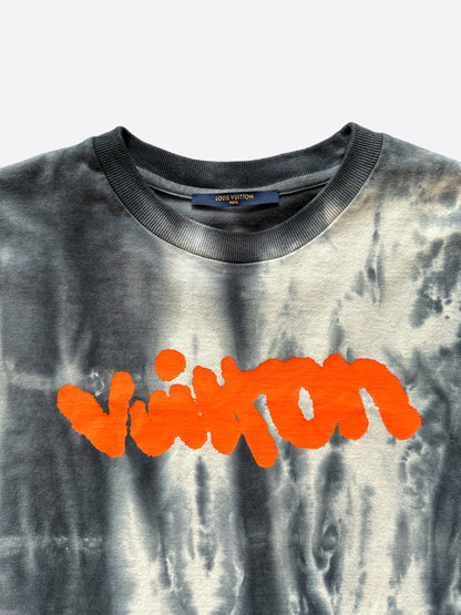 Louis Vuitton Grey & Orange Tie-Dye Graffiti T-Shirt