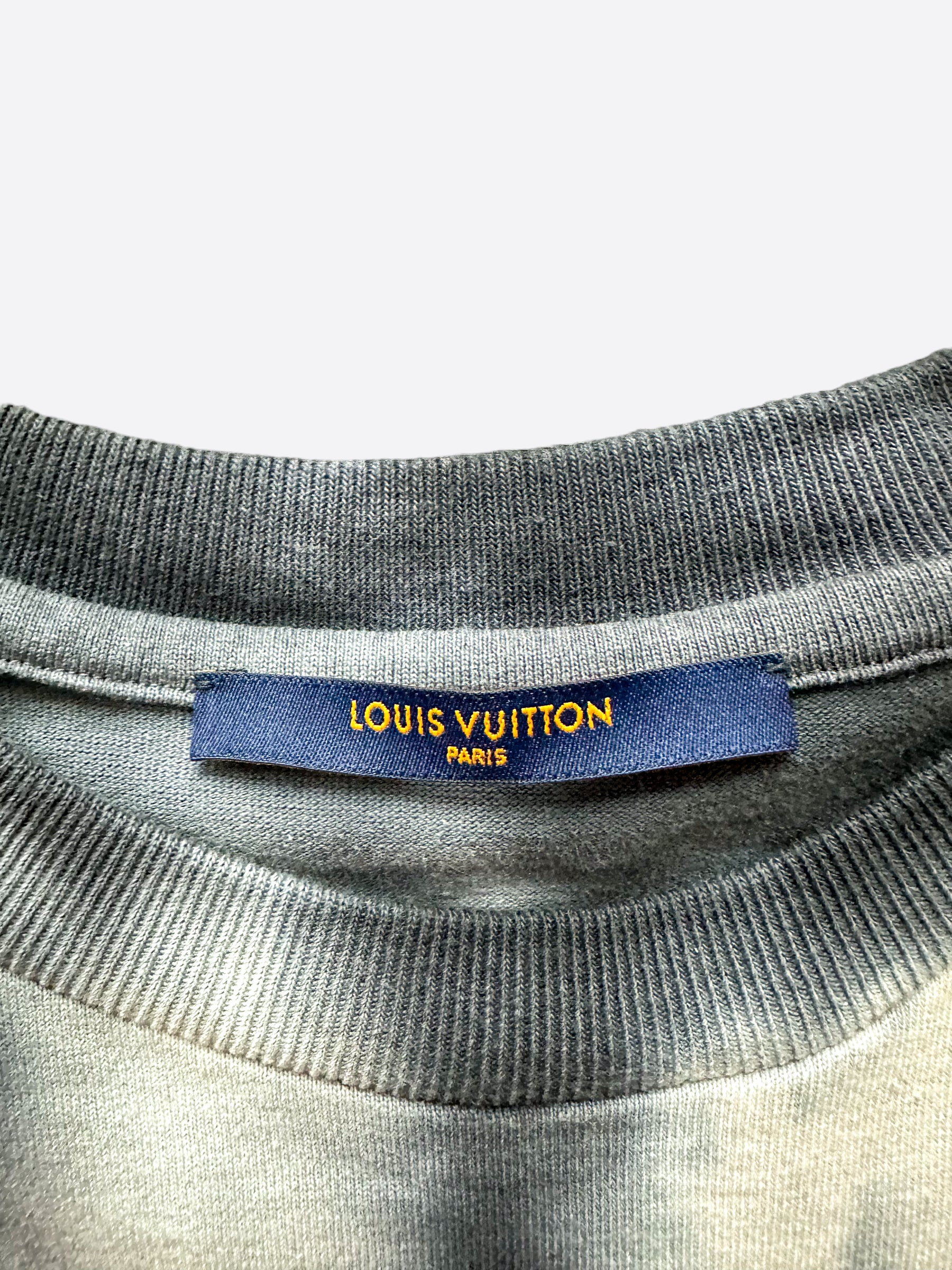 Louis Vuitton Embroidered Signature Short-sleeved Cotton Crewneck 1ABIXR, Blue, M
