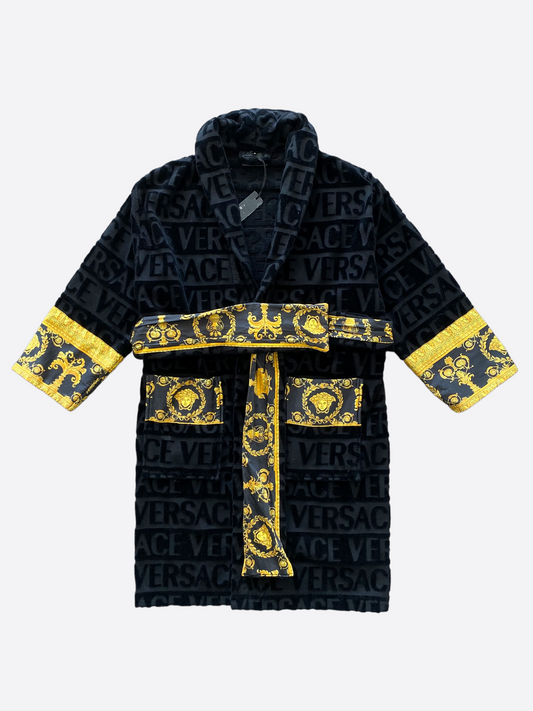 Versace Black Baroque Men's Bathrobe