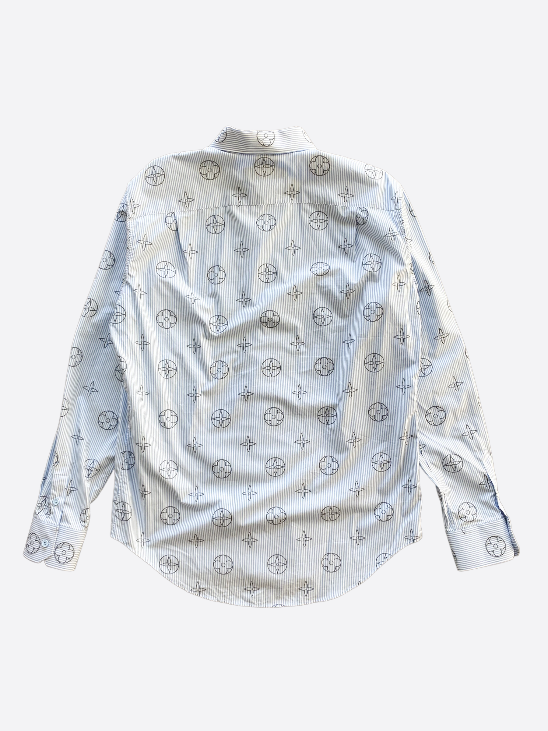 Louis Vuitton Light Blue Monogram Button Up Shirt – Savonches