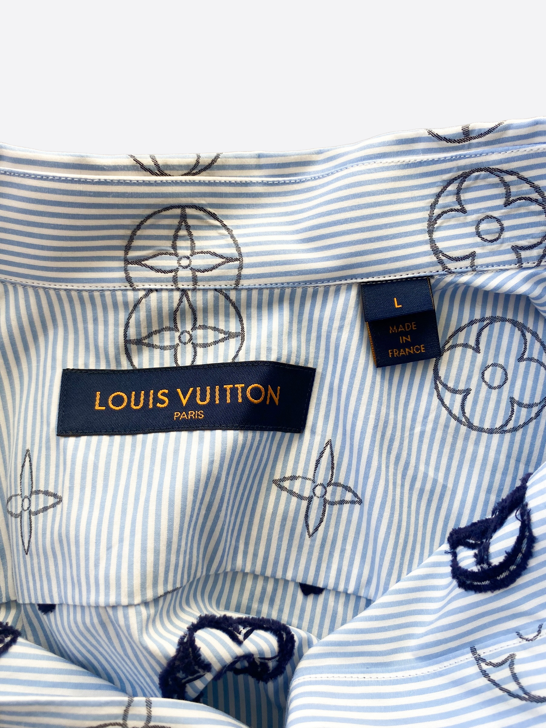 Louis Vuitton Light Blue Monogram Button Up Shirt – Savonches