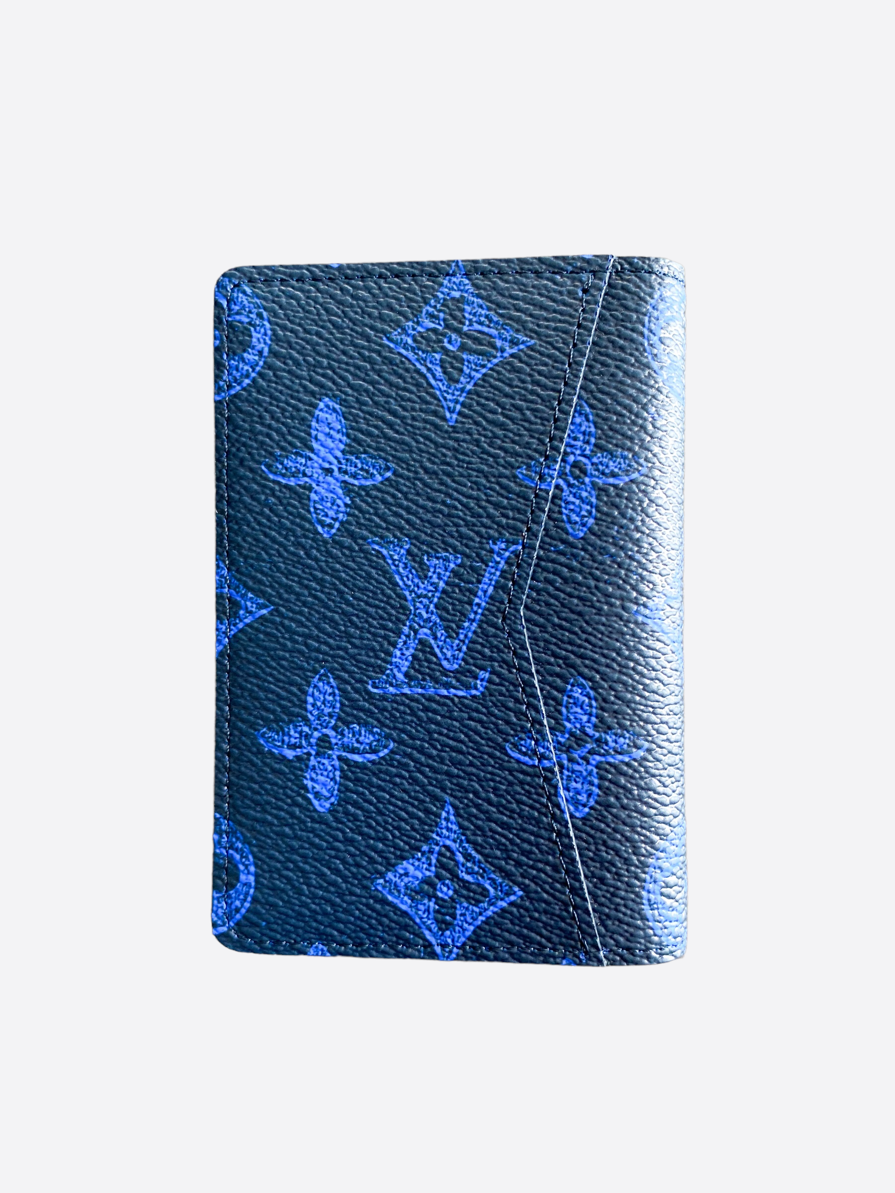 LOUIS VUITTON Faded Calfskin Monogram Pocket Organizer Denim Blue 1303011
