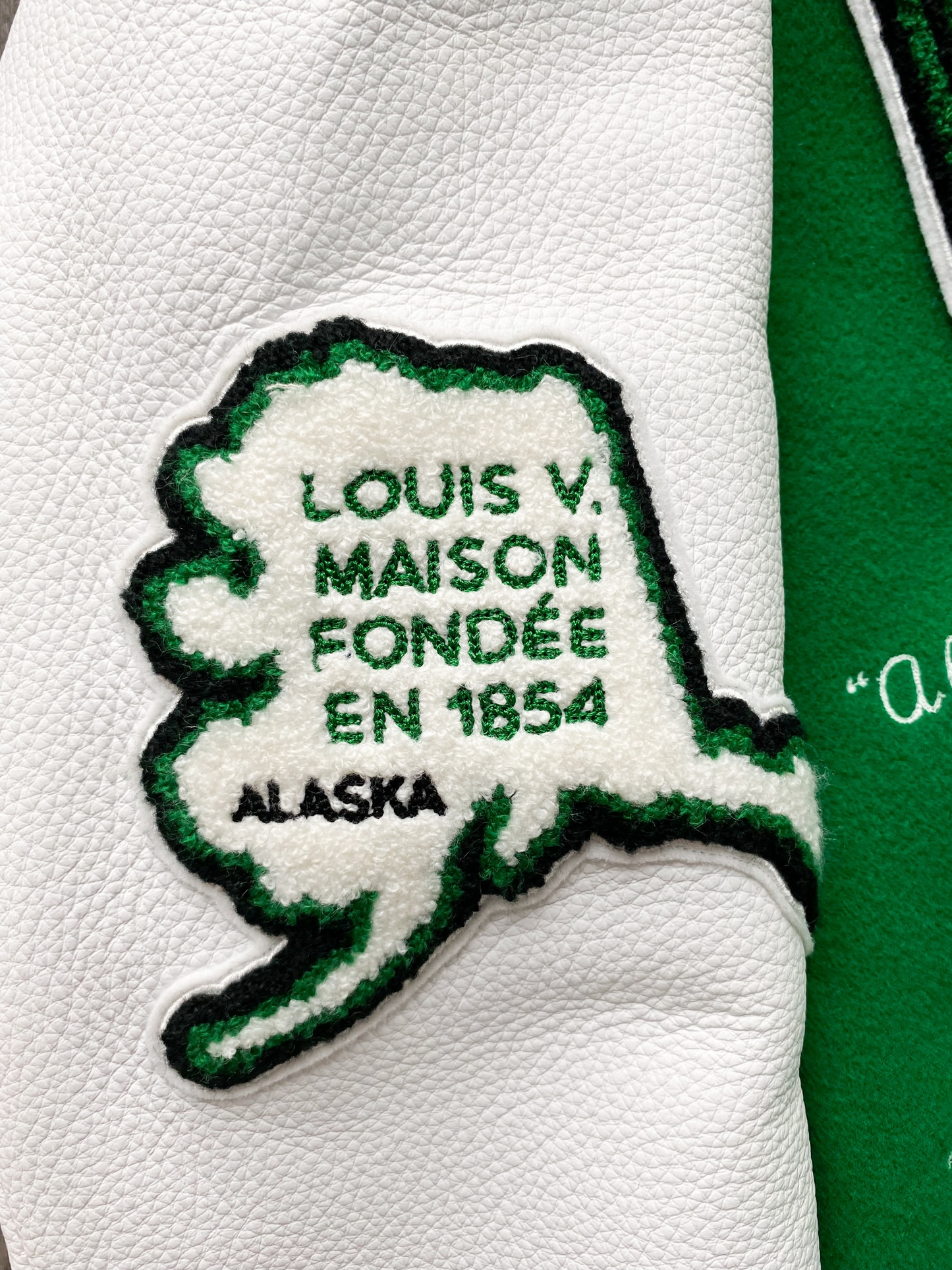 Buy Louis Vuitton 22SS Leather Embroidered Varsity Jacket Stadium
