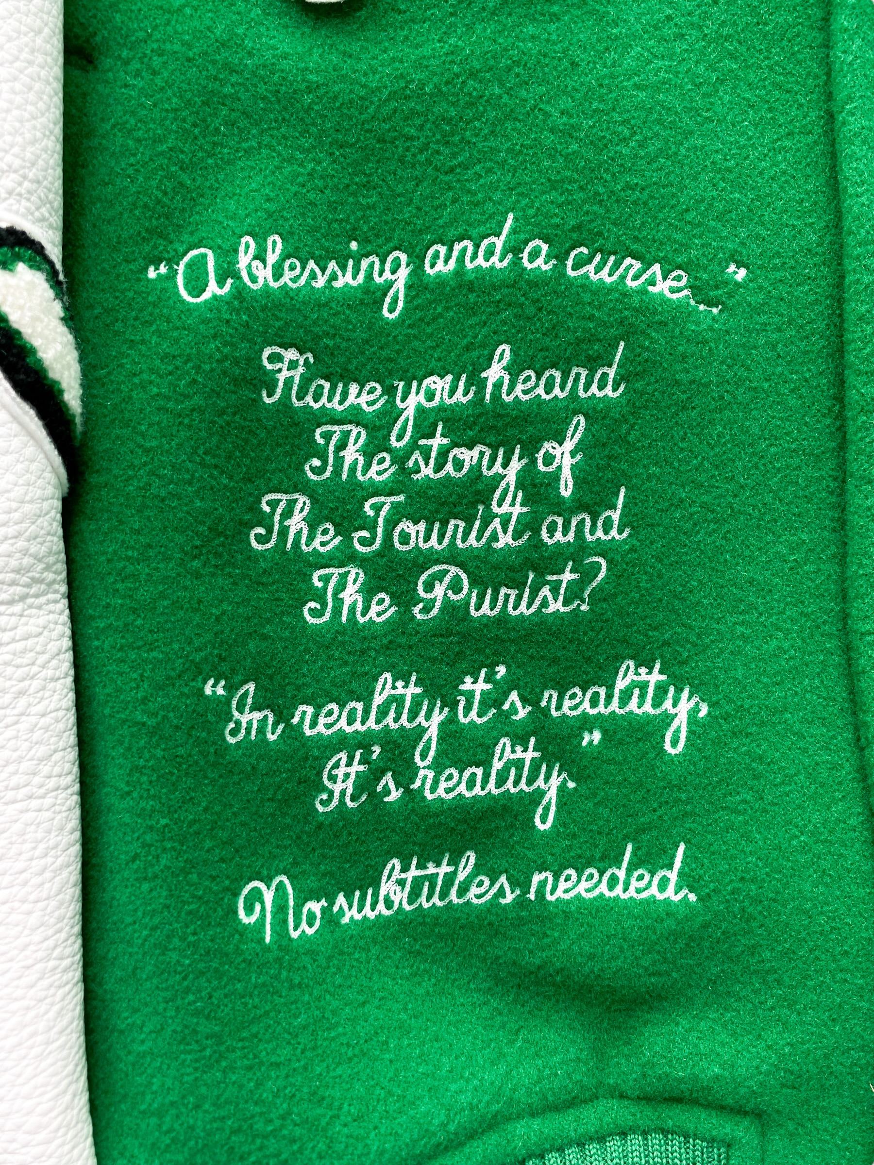 Thegenuineleather Mens Louis Vuitton Green Varsity Jacket 