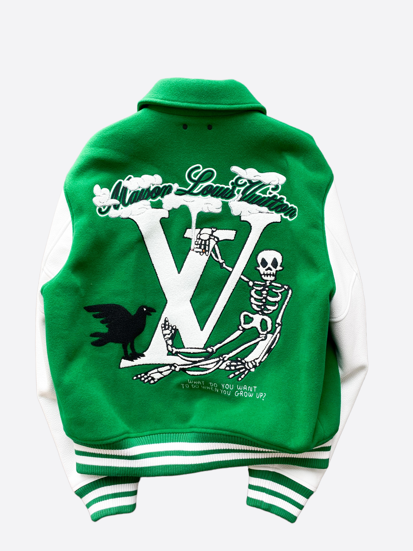 Louis Vuitton Green Leather Varsity Jacket