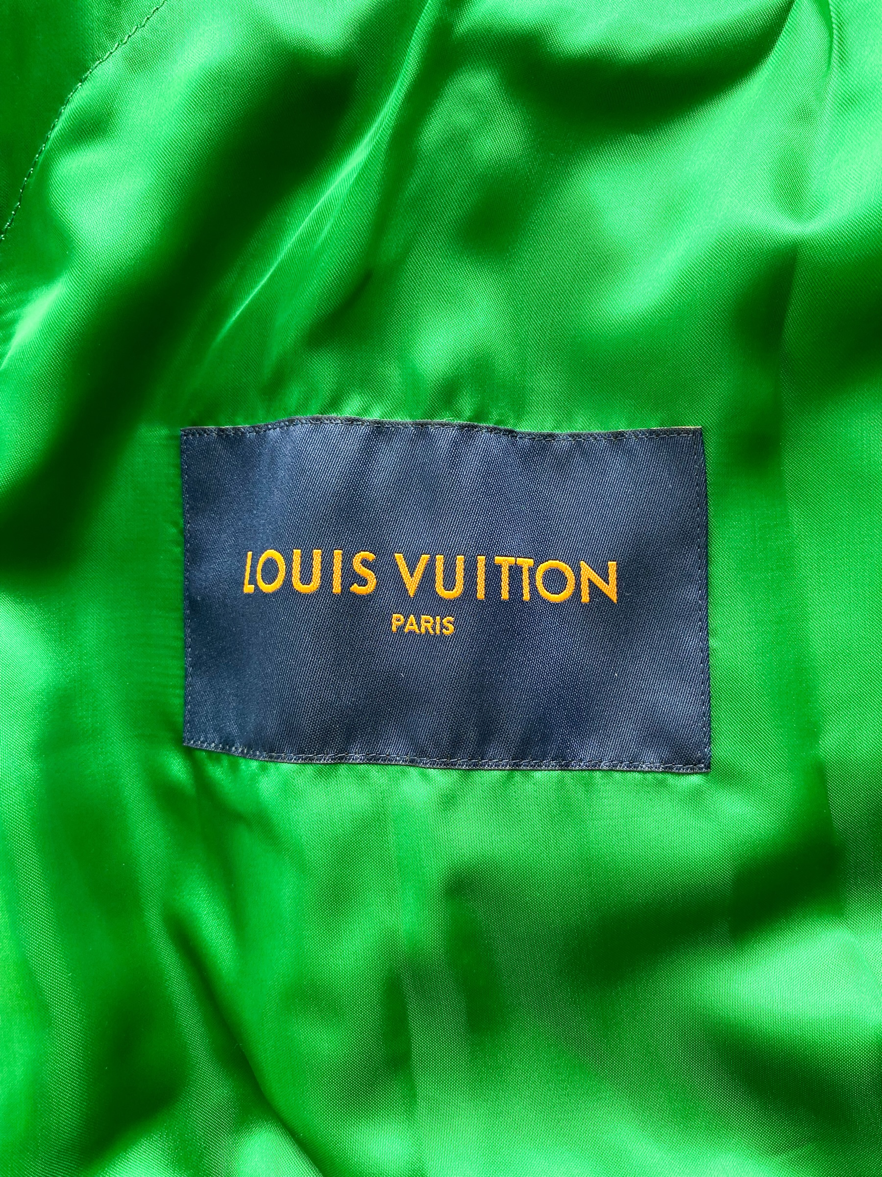 Louis Vuitton Green & White Varsity Leather Jacket