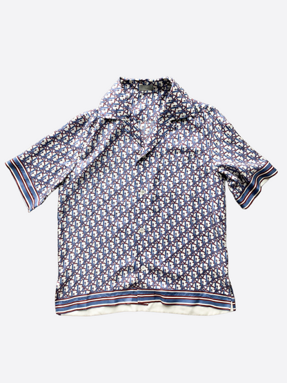 Dior Pixel Oblique Blue Button Up Shirt