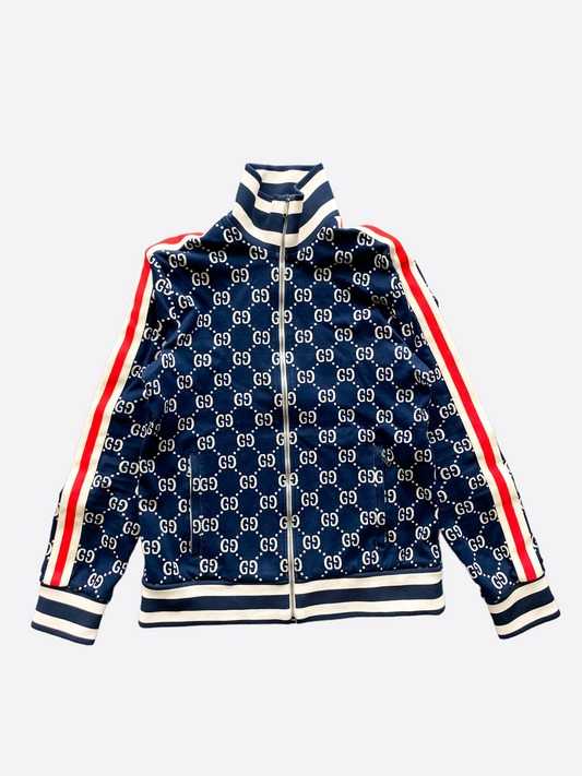 Gucci Blue Monogram Jacquard Track Jacket