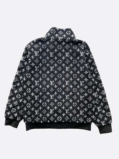 Louis Vuitton Black Monogram Fleece Zip Up Jacket