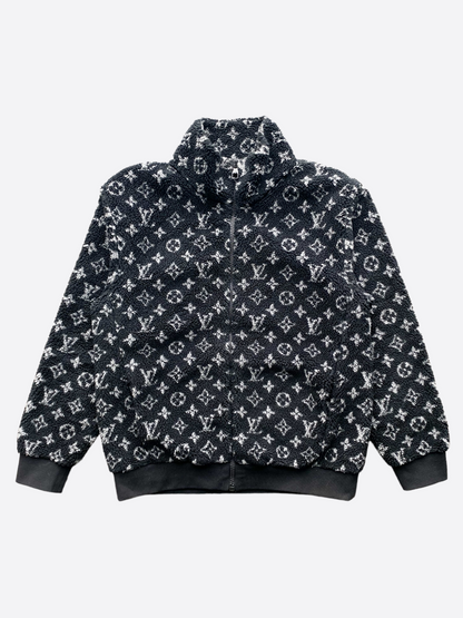 Louis Vuitton Black Monogram Fleece Zip Up Jacket