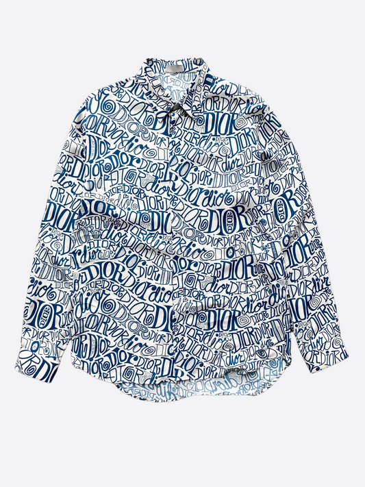 Dior Stussy All Over Print Button Up Shirt