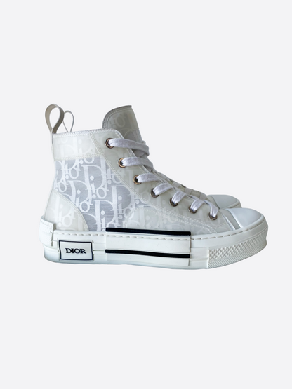 Dior White Oblique B23 Women's High Top Sneakers