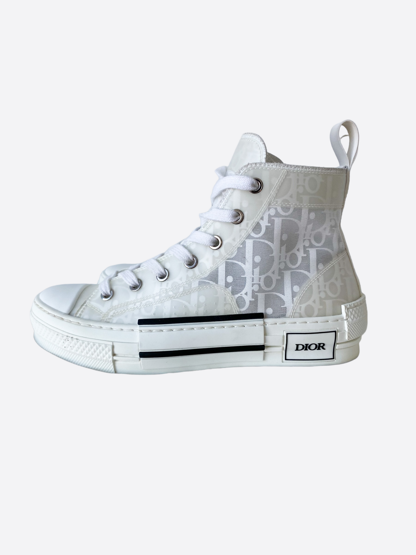 Dior White Oblique B23 Women's High Top Sneakers