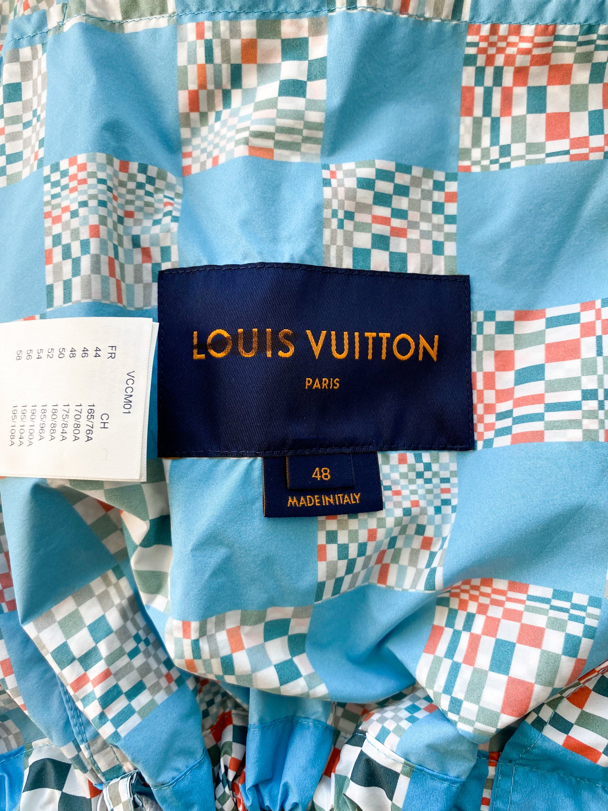 Louis Vuitton blue damier windbreaker reversible RARE DISCONTINUED Size 56