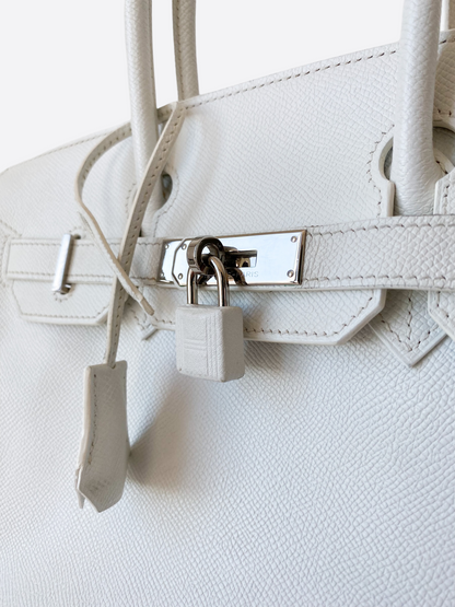 Hermes White Epsom Leather Birkin 30