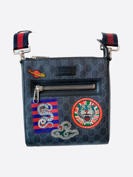 Gucci Monogram Patch Night Courier Messenger Bag