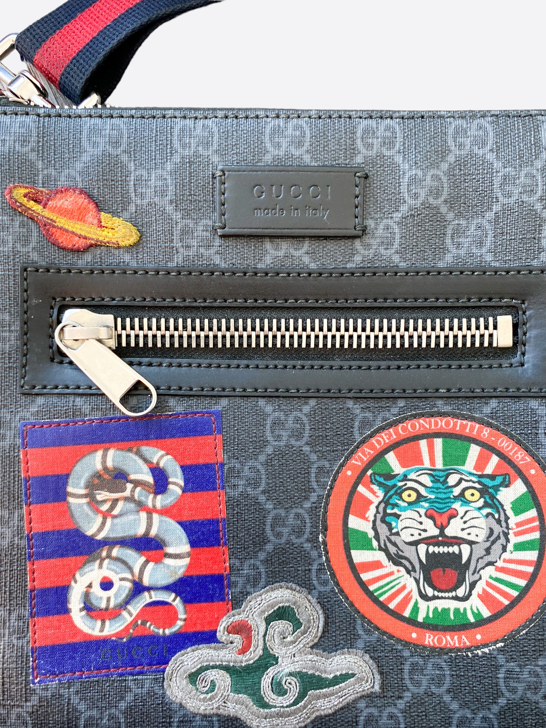 Gucci Monogram Patch Night Courier Messenger Bag