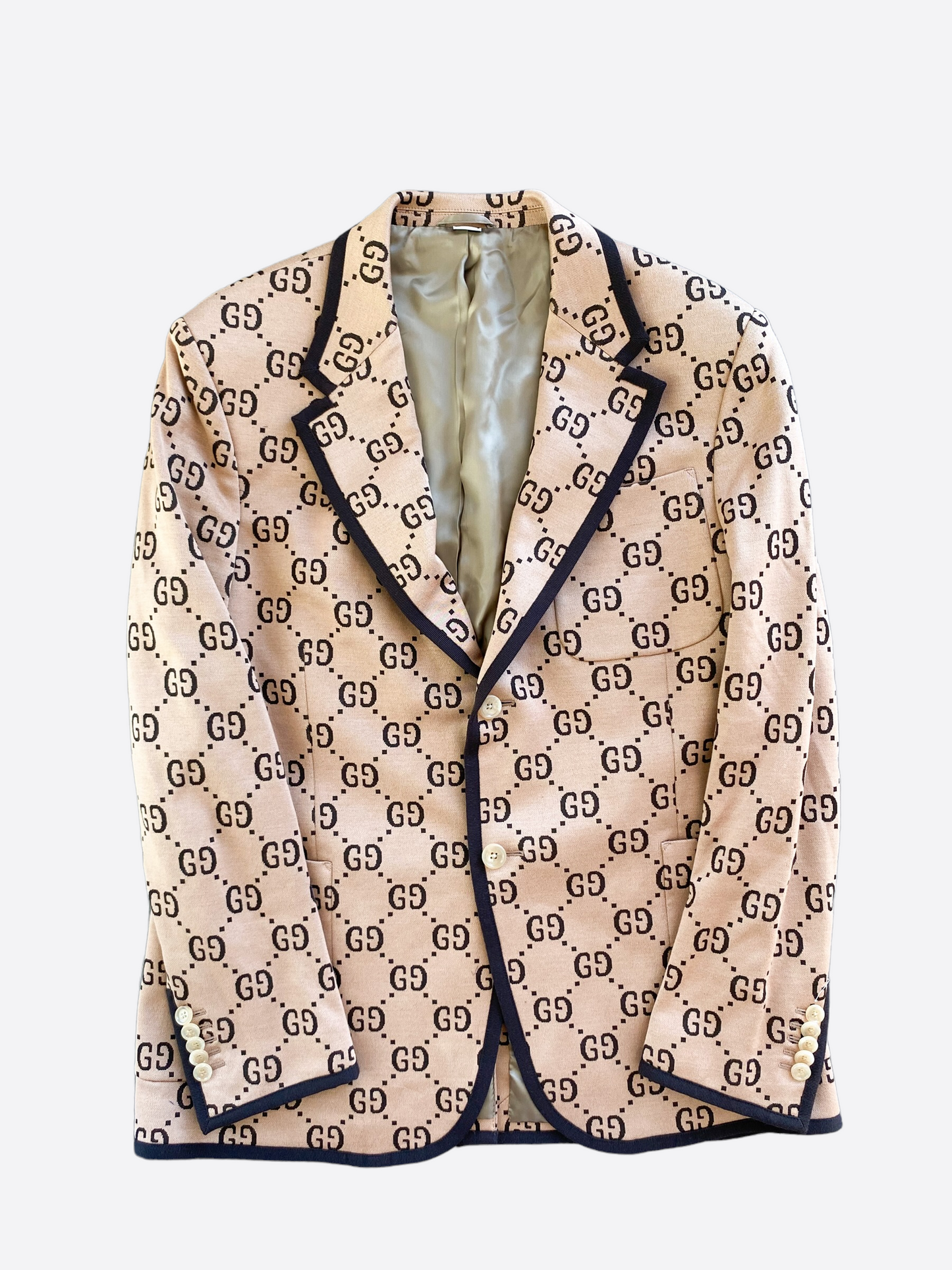 Gucci Light Brown Monogram Blazer Jacket – Savonches Gucci Light Brown Monogram Blazer Jacket – Savonches