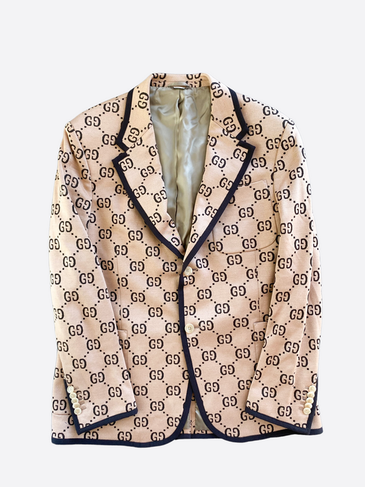 Gucci Light Brown Monogram Blazer Jacket