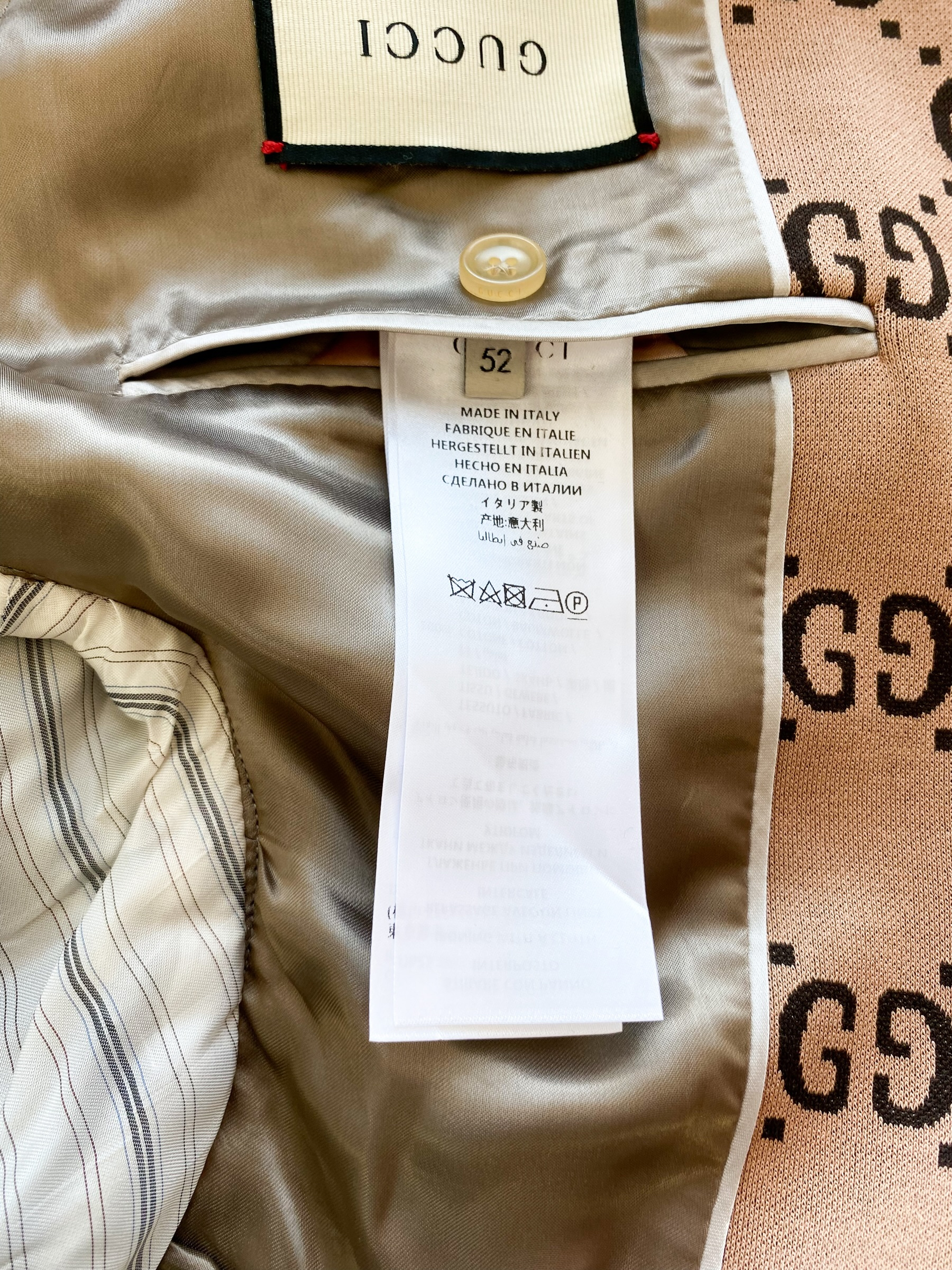 Gucci Light Brown Monogram Blazer Jacket