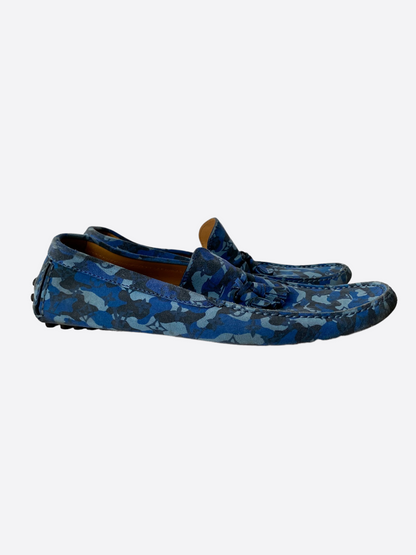 Louis Vuitton Blue Camouflage Mocassins