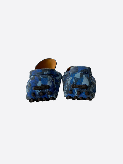 Louis Vuitton Blue Camouflage Mocassins