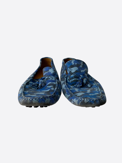 Louis Vuitton Blue Camouflage Mocassins