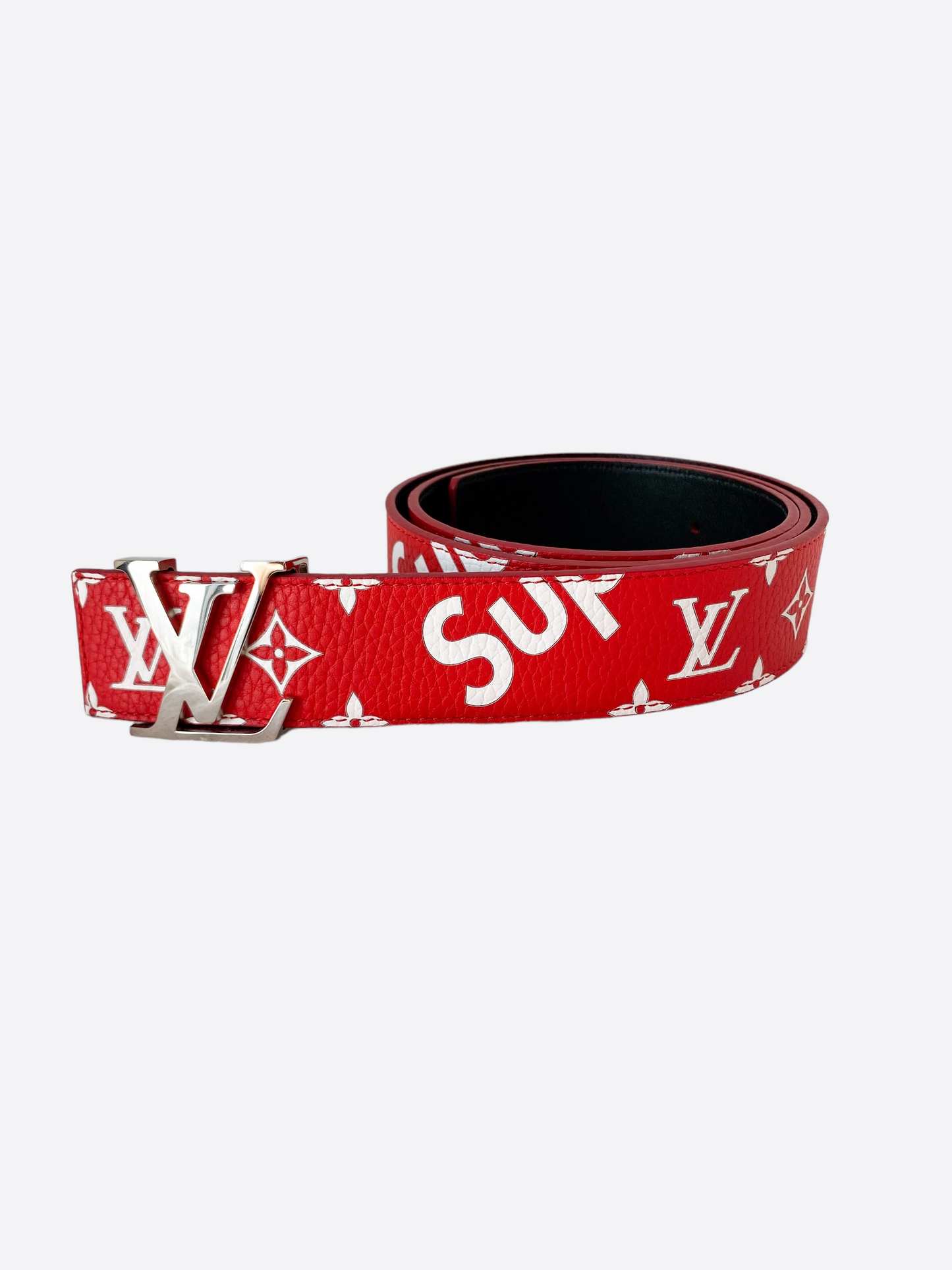 Louis Vuitton Red Monogram Leather Belt –