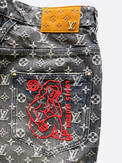 Louis Vuitton Monogram Distressed Baggy Denim