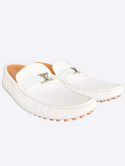 Louis Vuitton White Hockenheim Monogram Loafers