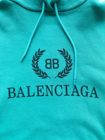 Balenciaga Teal Logo Oversized Hoodie