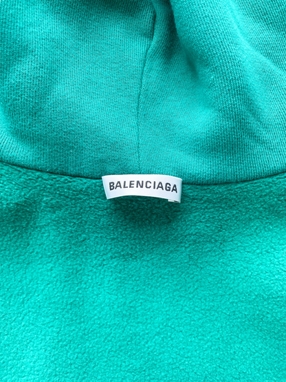 Balenciaga Teal Logo Oversized Hoodie