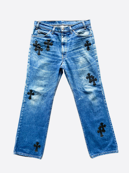 Chrome Hearts Leather Cross Blue Levi's Jeans