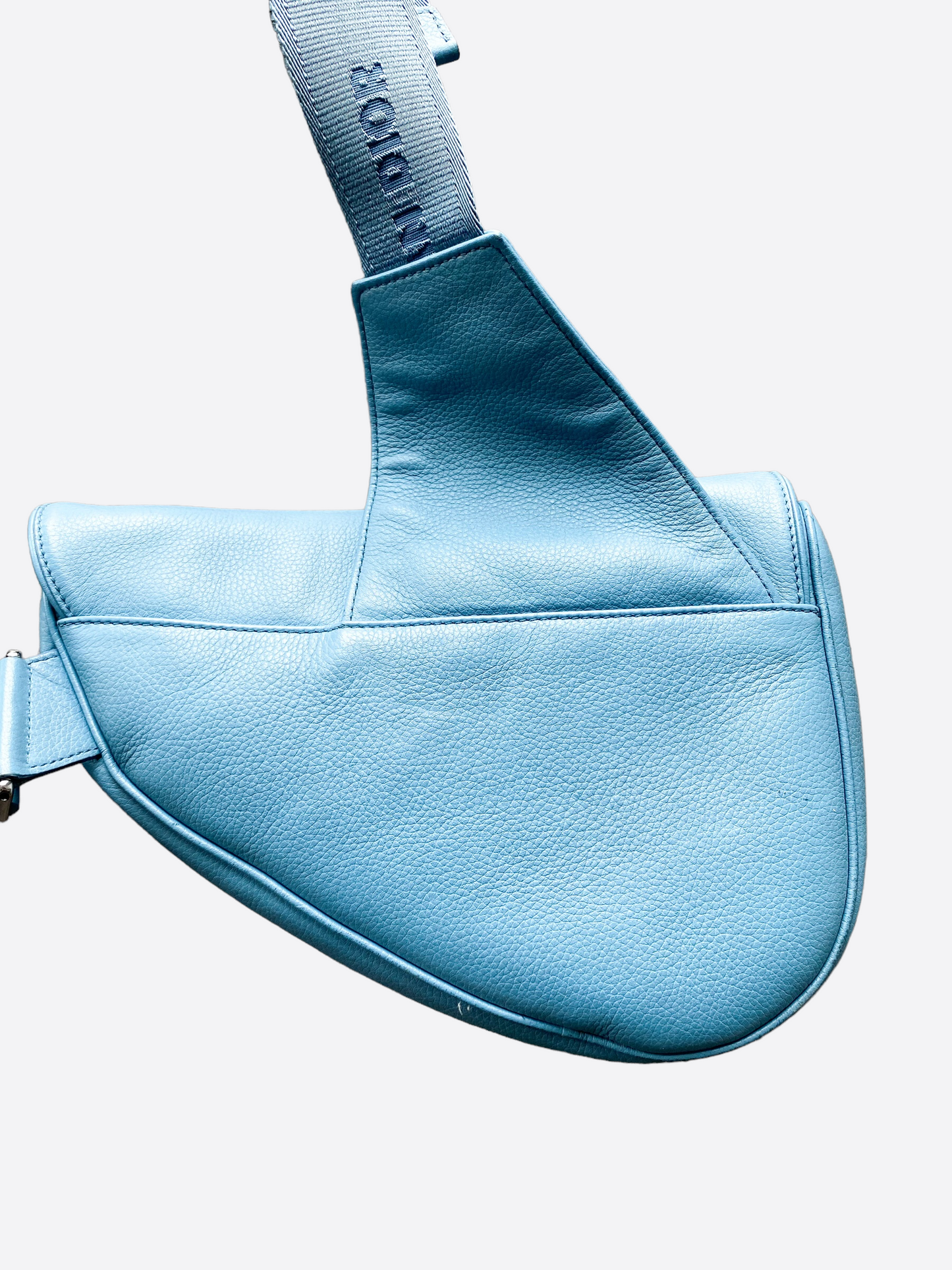 Dior Shawn Stussy Blue Logo Calfskin Saddle Bag