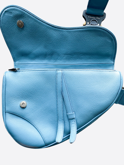 Dior Shawn Stussy Blue Logo Calfskin Saddle Bag