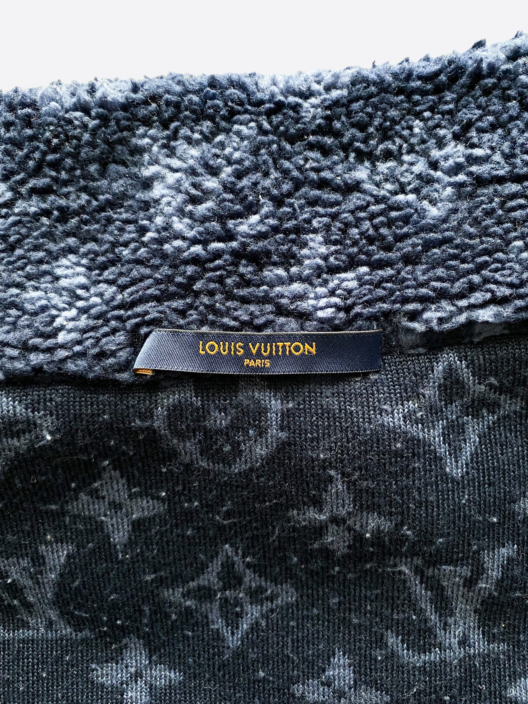 Dark Blue/white Monogram Silk Scarf // Louis Vuitton Paris // 