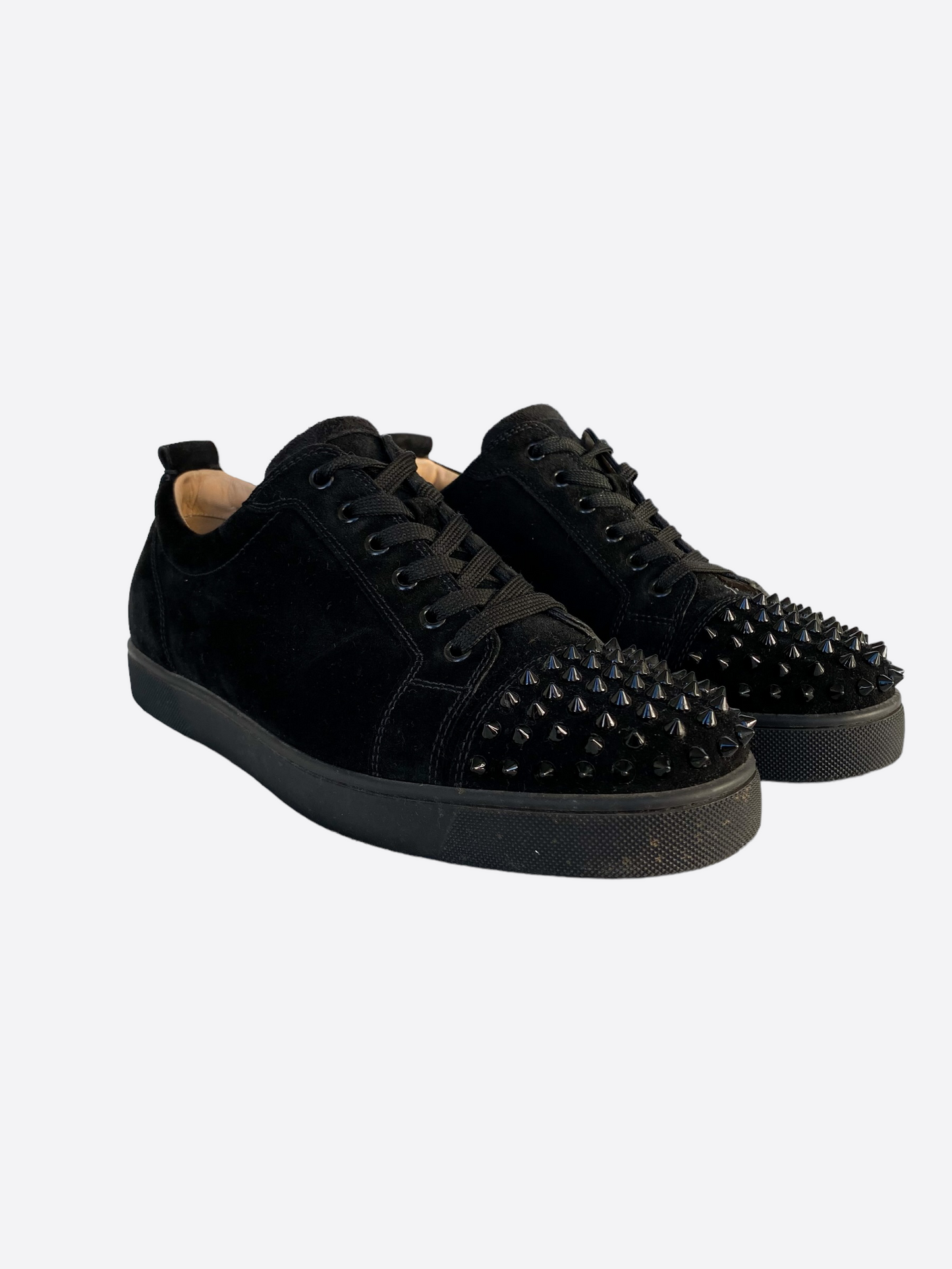 Christian Louboutin Black Velour Spiked Low Tops